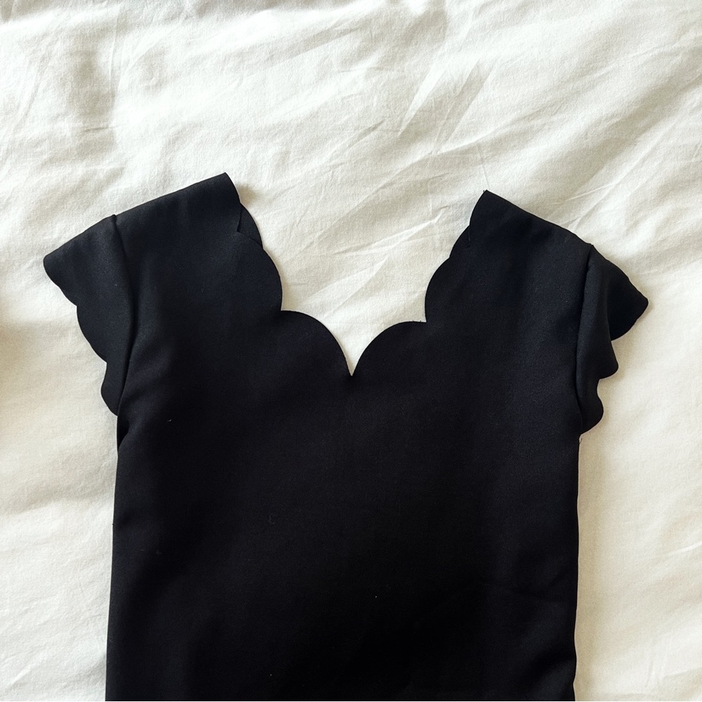 Scalloped Black Blouse